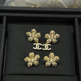 18K CC Twist Gold Diamond Earrings