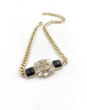 18K CC Black Crystals Chain Necklace