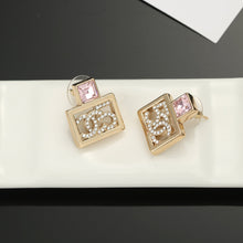 18K CC Square Diamond Earrings