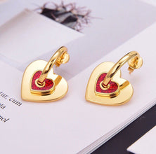 18K Triomphe Red Heart Earrings