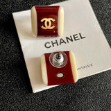 18K CC Red & White Pearl Earrings