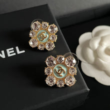 18K CC Color Flower Diamond Earrings