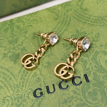 18k GUCCI GG Crystal Chain Earrings