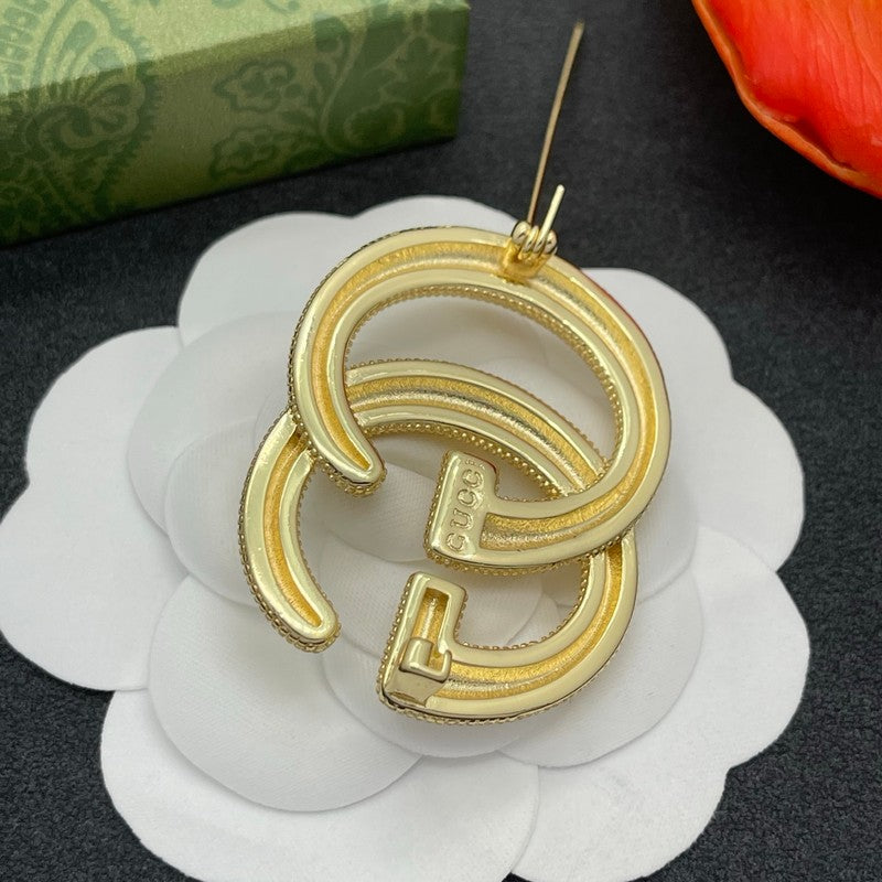 18K GG Gold Diamond Brooch