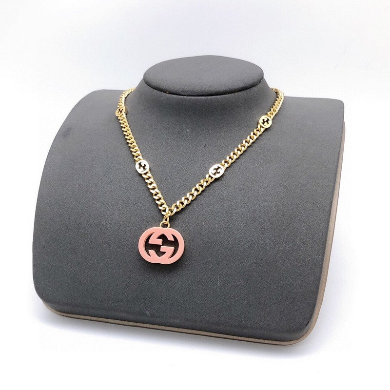 18K GG Interlocking G Pink Pendant Necklace