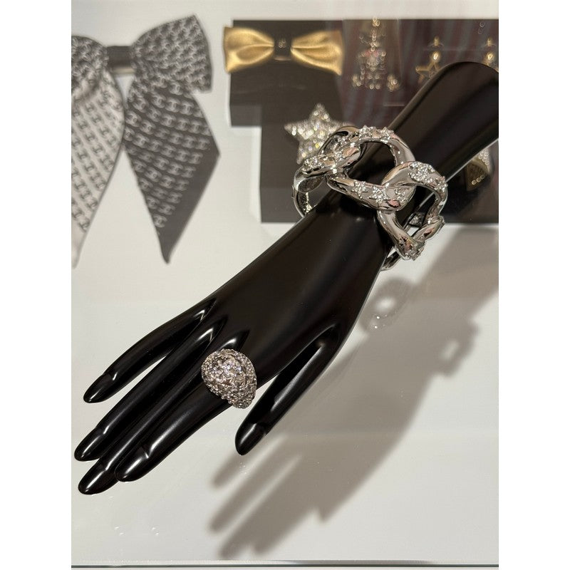 18K CC 25S Diamond Star Wide Gold Bracelet