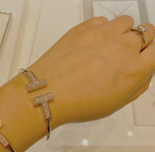 18K T Wide Diamond Wire Bracelet