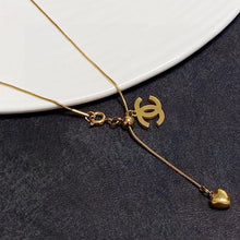 18K CC Heart Pendant Gold Necklace