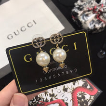 18K Double G Pearl Pendant Earrings
