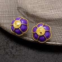 18K CHANEL CC Purple Flowers Earrings