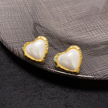 18K CC Heart Pearl Earrings