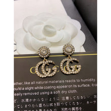 18K Double G GG Crystal Pendant Earrings