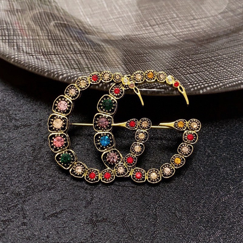18K GG Color Crystal Brooch