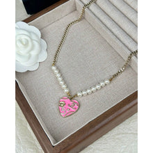 18K CC Pink & Black Heart Pearl Necklace