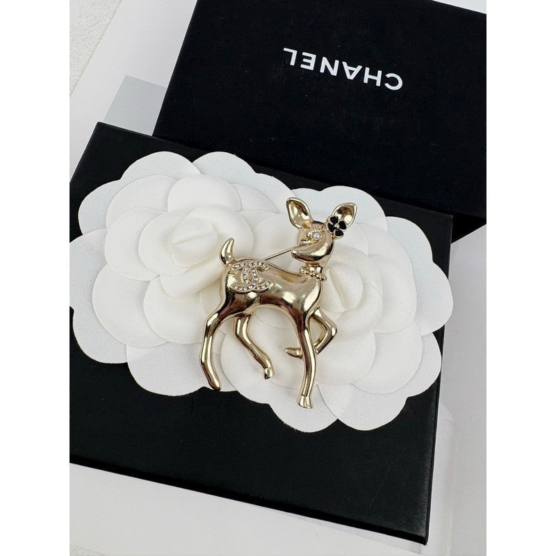 18K CC Deer Gold Brooch