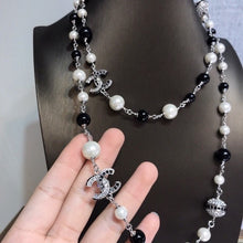 18K CC Long Black Pearl Necklace