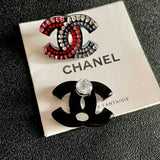 18K CC Red & Blue Crystal Earrings