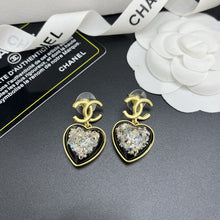 18K CC Multi-Color Crystals Heart Earrings