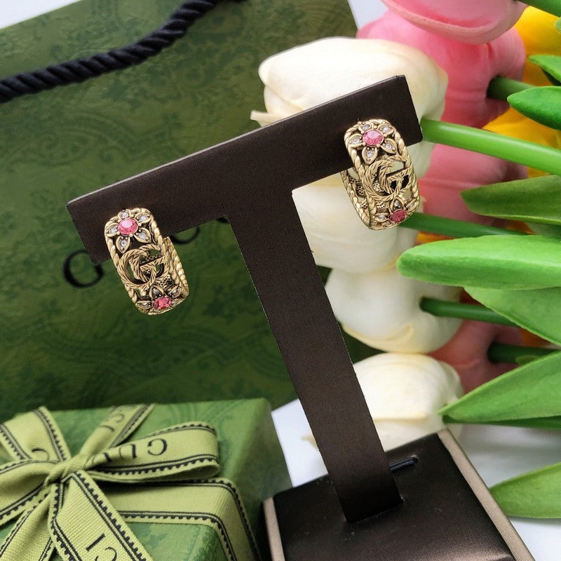 18K GG Pink Crystal Earrings