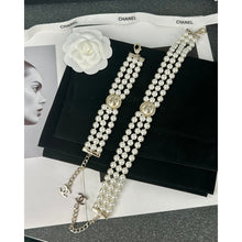 18K CC Choker Pearl Chain Necklace