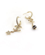 18K CC Star Pearls Pendant Earrings