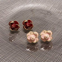 18K CC Red & Pink Camellia Earrings