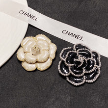 18K CC Camellia Black & White Brooch