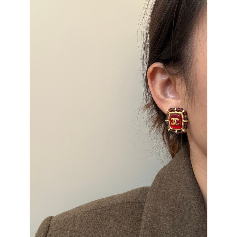 18K CC Red & Yellow Earrings