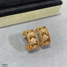 18K Rose Gold Perlée Clovers Hoop Earrings