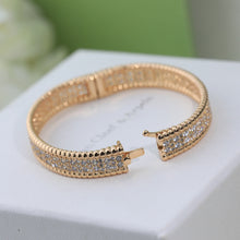 18K Rose Gold Perlée Diamonds Three Rows Bracelet