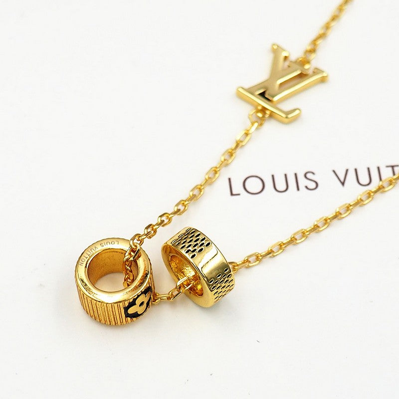 18K Louis Damier Rings Pendant Necklace