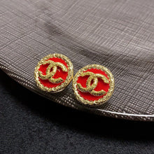 18K CC Black & Red Earrings