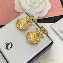 18K CC Shell Pendant Earrings