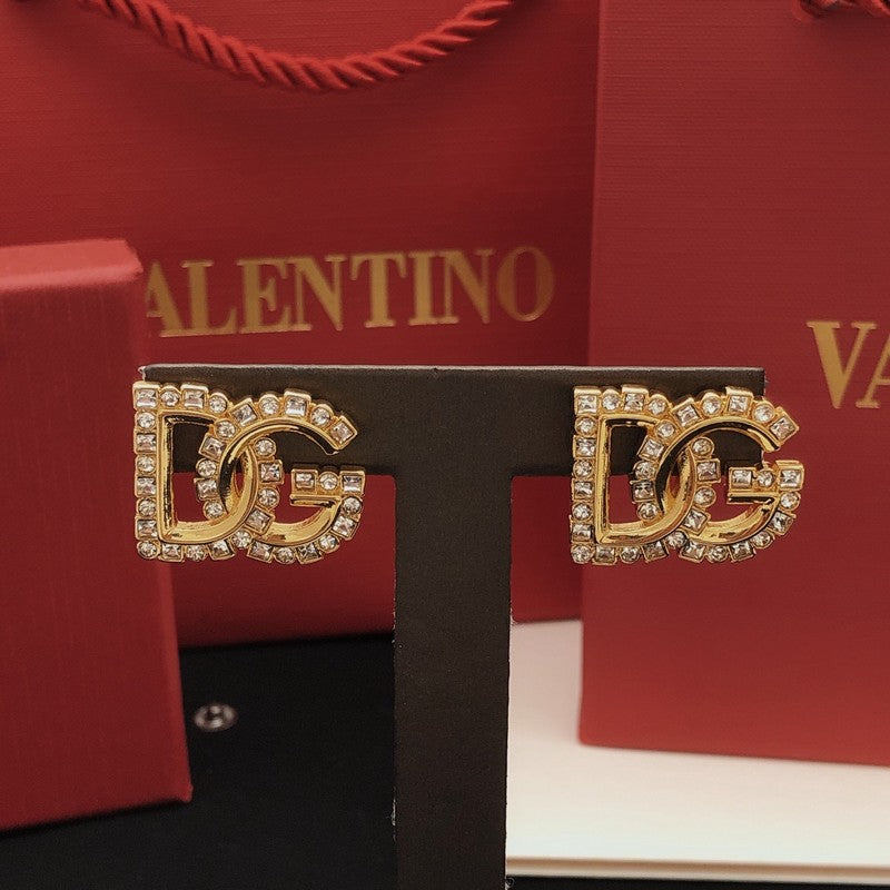 18K DG Diamond Gold Earrings