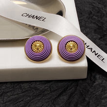 18K CC Purple Resin Earrings