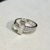 18K T Narrow Pave Ring