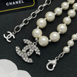 18K CC Pearl Diamond Logo Necklace