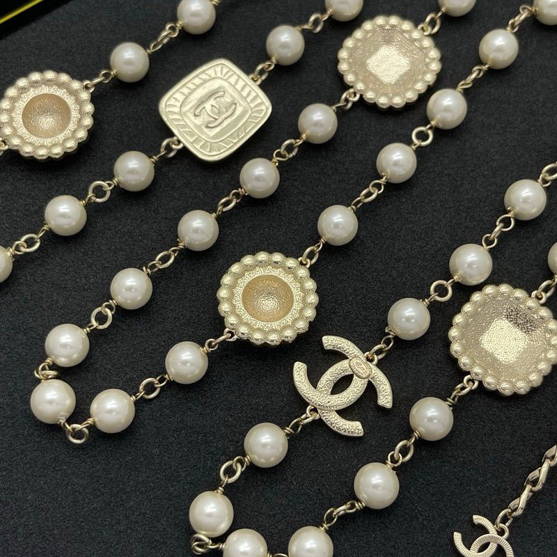 18K CC Red Crystal Pearl Long Necklace