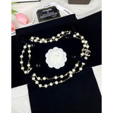 18K CC 24A Black & White Pearl Long Necklace
