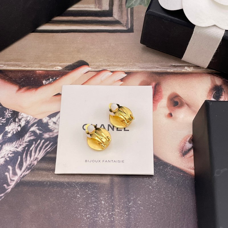 18K CC Orange Button Earrings