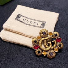 18K Double G Flower Crystal Brooch