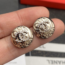 18K CC Circle Diamond Earrings