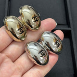 18K CC Oval Gold Earrings