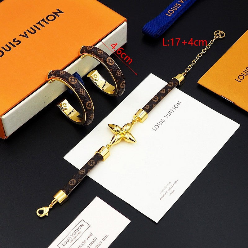18K Louis Monogram Hoop Earrings