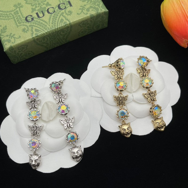 18K GG Tiger Color Crystal Earrings