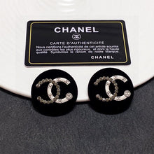 18K CC Black Earrings