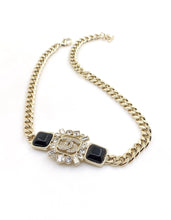 18K CC Black Crystals Chain Necklace
