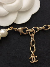 18K CC Scripe Pearls Chain Necklace