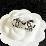 18K CC Vintage Flower Gold Earrings
