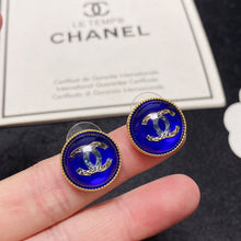 18K CC Blue Crystal Earrings